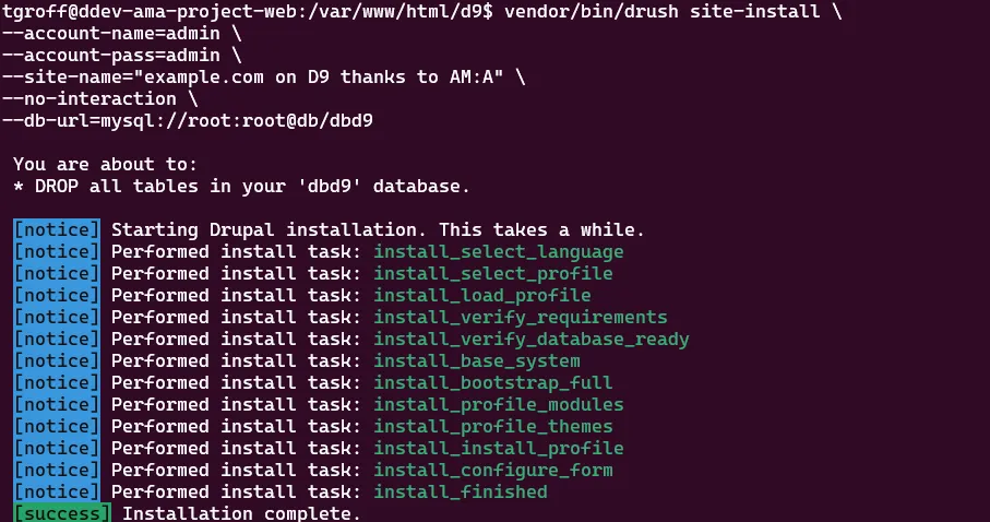 Drupal 9 site installed and configured
